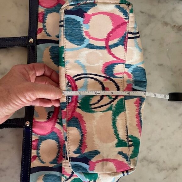 COACH Ikat Scribble Tote Double Handle Bag Blue Pink - Picture 15 of 15